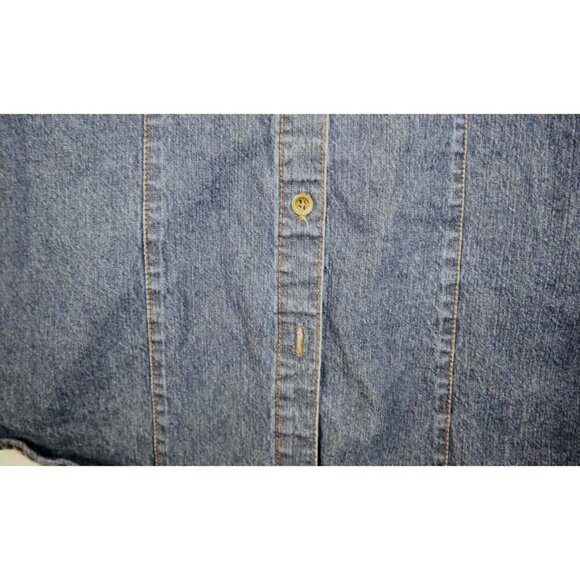 WOMEN'S DARK WASH DENIM TUNIC SHIRT DRESS - LONG SLEEVE - LOVE BY CHESLEY - M - Picture 4 of 10